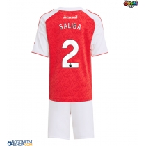 Otroški Nogometni dresi Arsenal William Saliba #2 Domači 2025-26 Kratek Rokav (+ Kratke hlače)